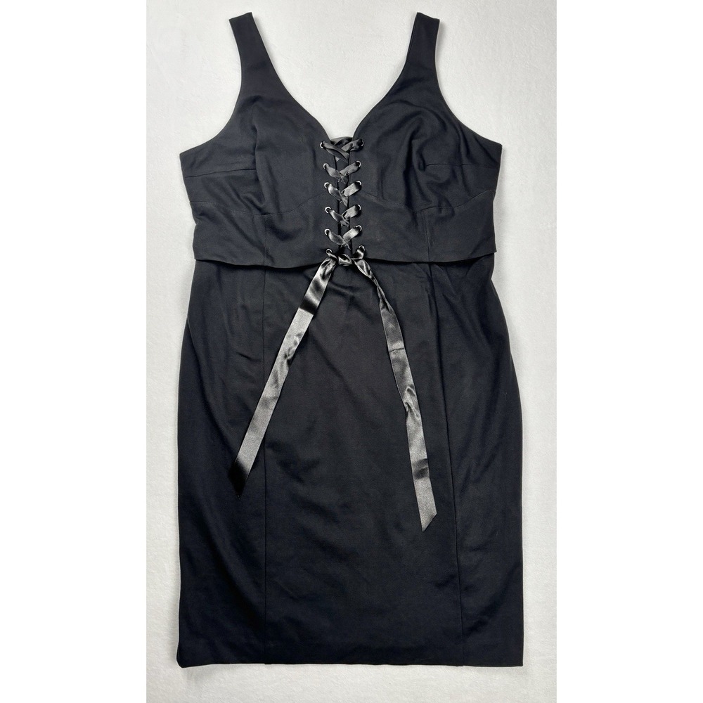 Lane Bryant Women's Black Lace Up Corset Midi Dress Size 18